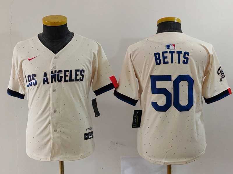 Youth Los Angeles Dodgers #50 Mookie Betts Cream 2024 City Connect Limited Stitched Jersey,We sell and wholesale Youth Los Angeles Dodgers #50 Mookie Betts Cream 2024 City Connect Limited Stitched Jersey on line form chian!